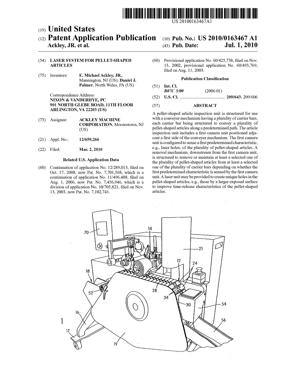 Laser system for pellet-shaped articles - diagram, schematic, and image 01