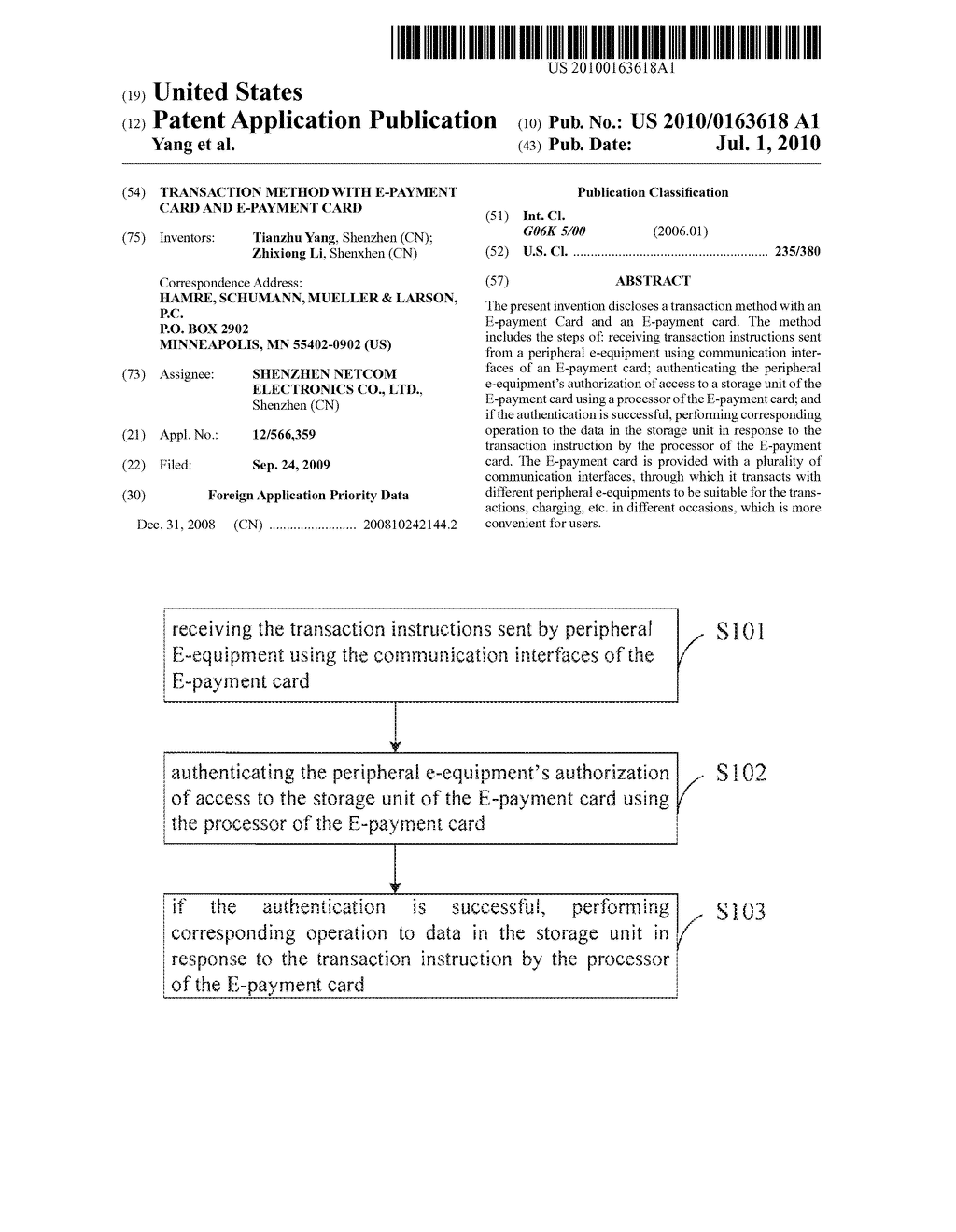 TRANSACTION METHOD WITH E-PAYMENT CARD AND E-PAYMENT CARD - diagram, schematic, and image 01