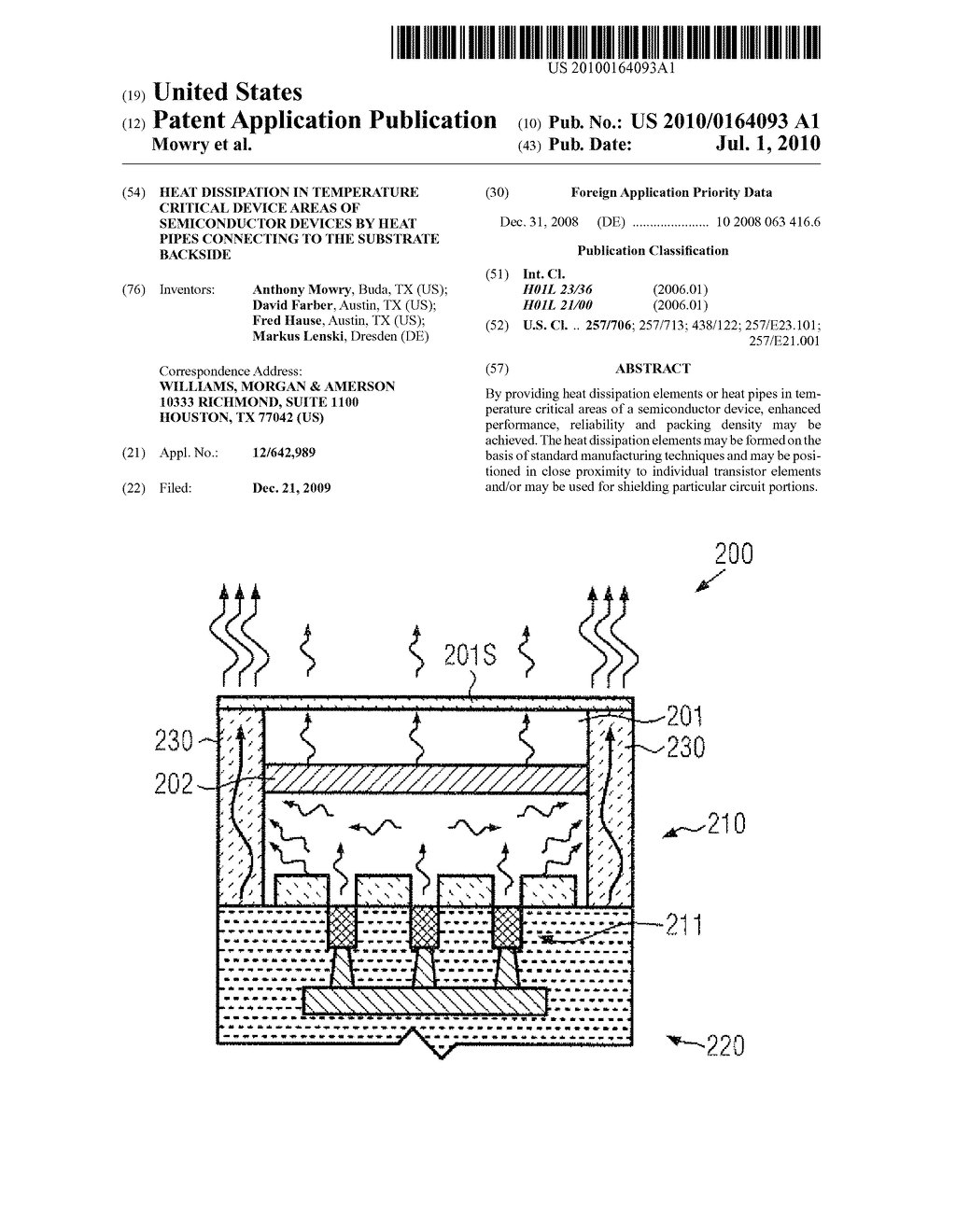 HEAT DISSIPATION IN TEMPERATURE CRITICAL DEVICE AREAS OF SEMICONDUCTOR DEVICES BY HEAT PIPES CONNECTING TO THE SUBSTRATE BACKSIDE - diagram, schematic, and image 01