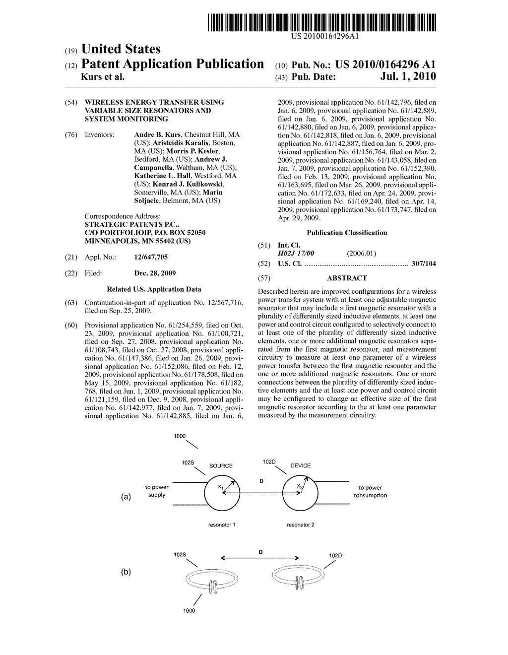 WIRELESS ENERGY TRANSFER USING VARIABLE SIZE RESONATORS AND SYSTEM MONITORING - diagram, schematic, and image 01