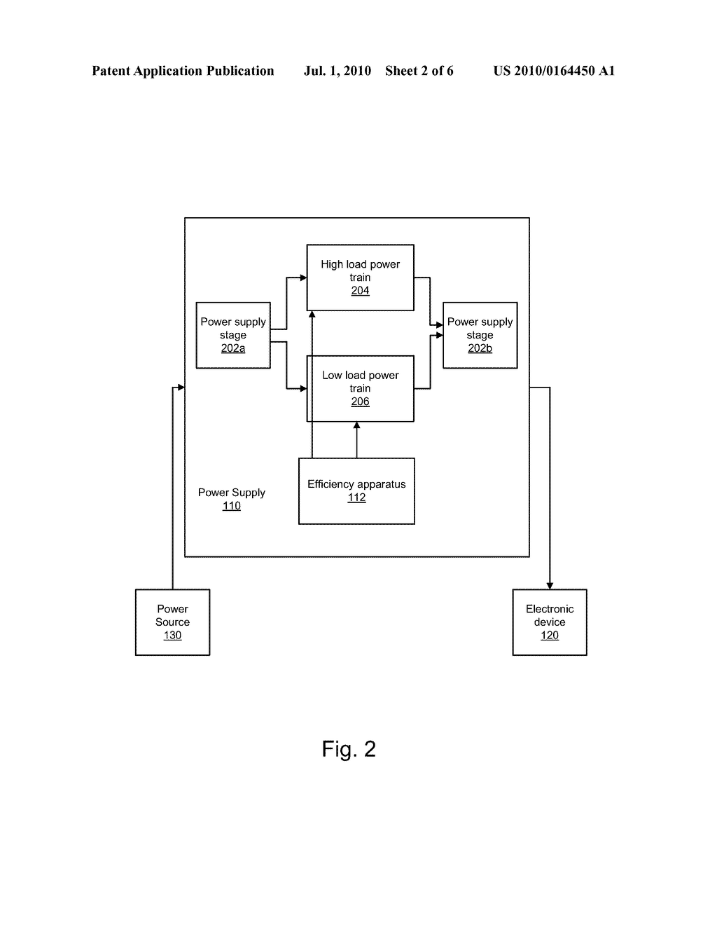 APPARATUS, SYSTEM, AND METHOD FOR PROVIDING HIGH EFFICIENCY IN A POWER SUPPLY OVER A RANGE OF LOAD CONDITIONS - diagram, schematic, and image 03