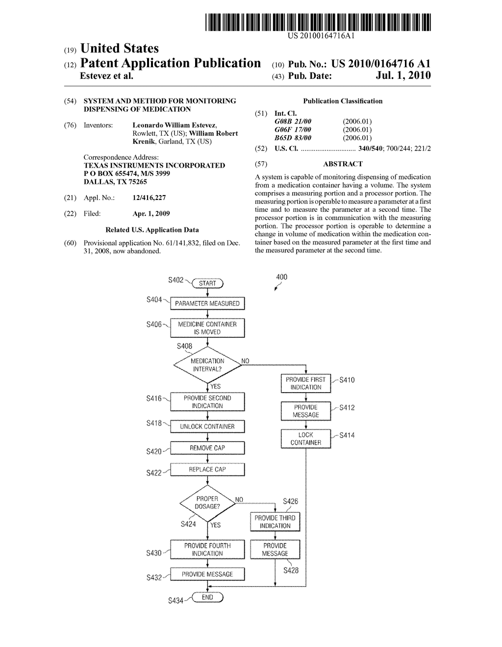 SYSTEM AND METHOD FOR MONITORING DISPENSING OF MEDICATION - diagram, schematic, and image 01