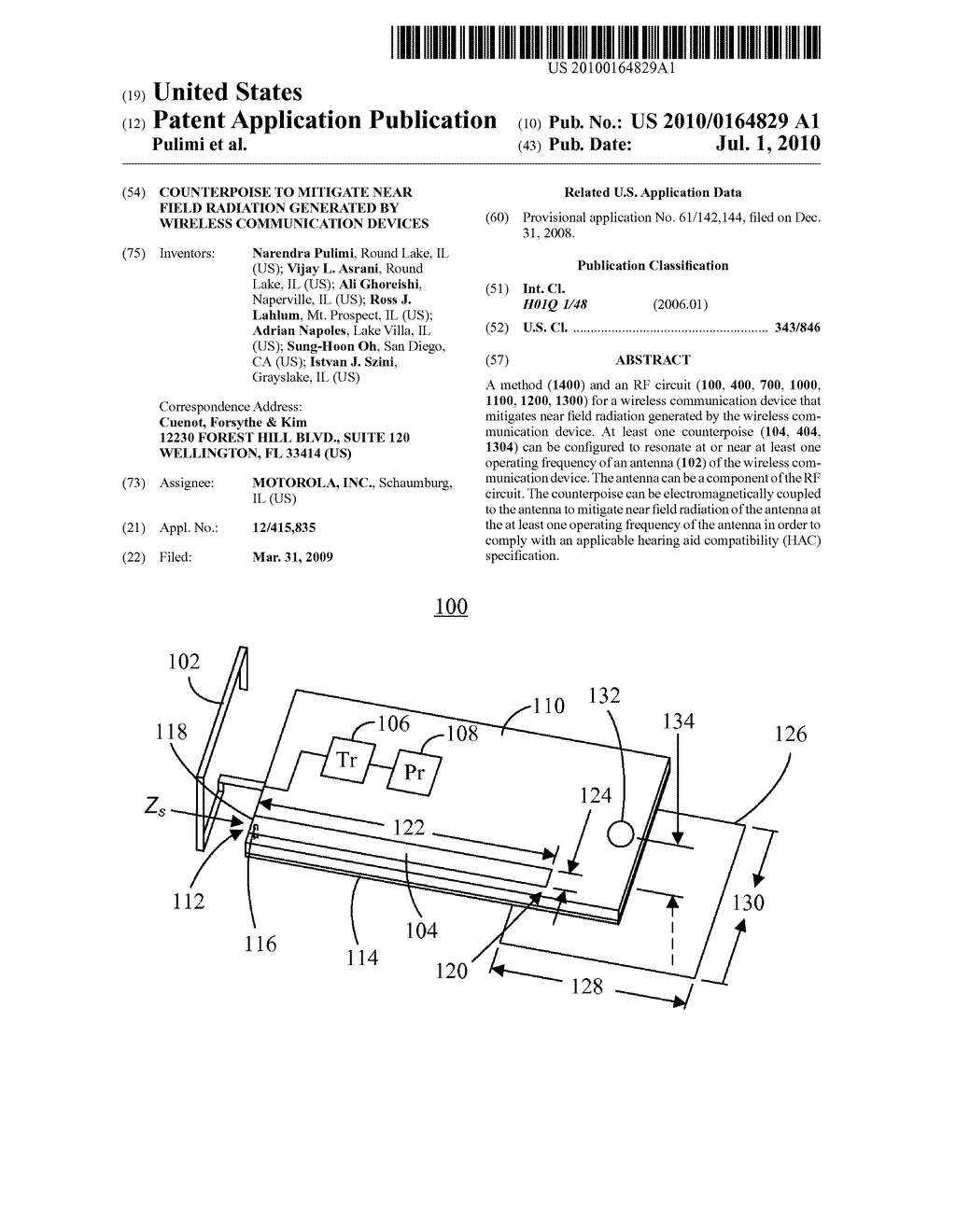 COUNTERPOISE TO MITIGATE NEAR FIELD RADIATION GENERATED BY WIRELESS COMMUNICATION DEVICES - diagram, schematic, and image 01