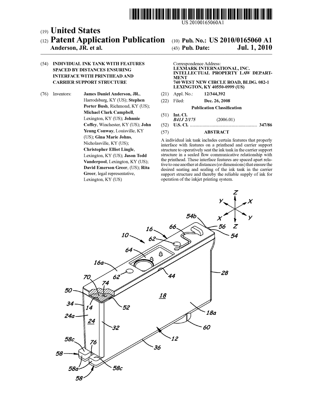 Individual Ink Tank with Features Spaced by Distances Ensuring Interface with Printhead and Carrier Support Structure - diagram, schematic, and image 01