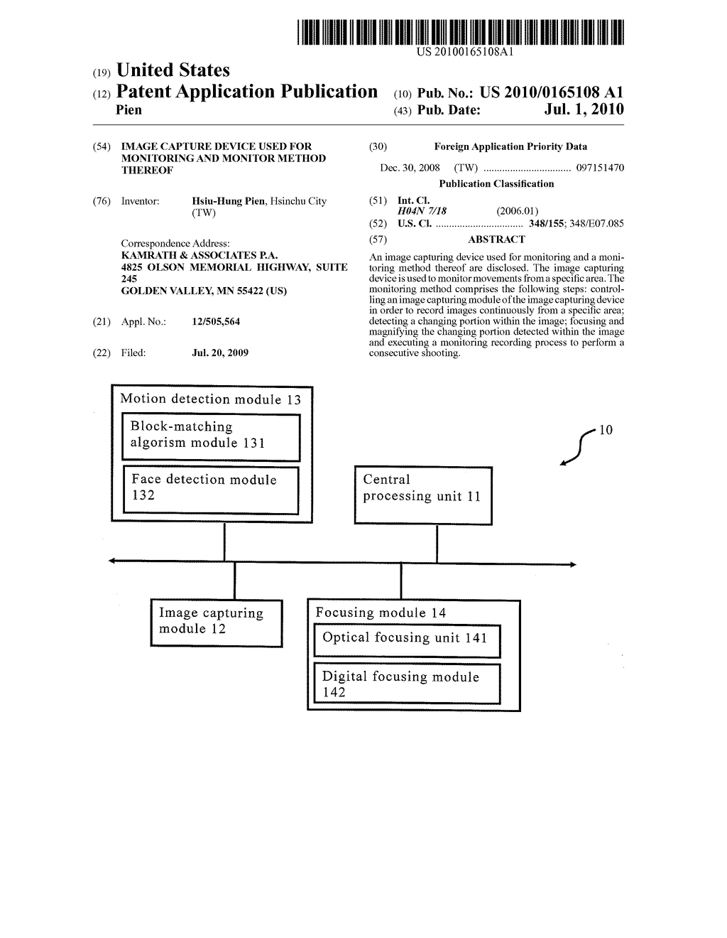 Image Capture Device used for Monitoring and Monitor Method Thereof - diagram, schematic, and image 01