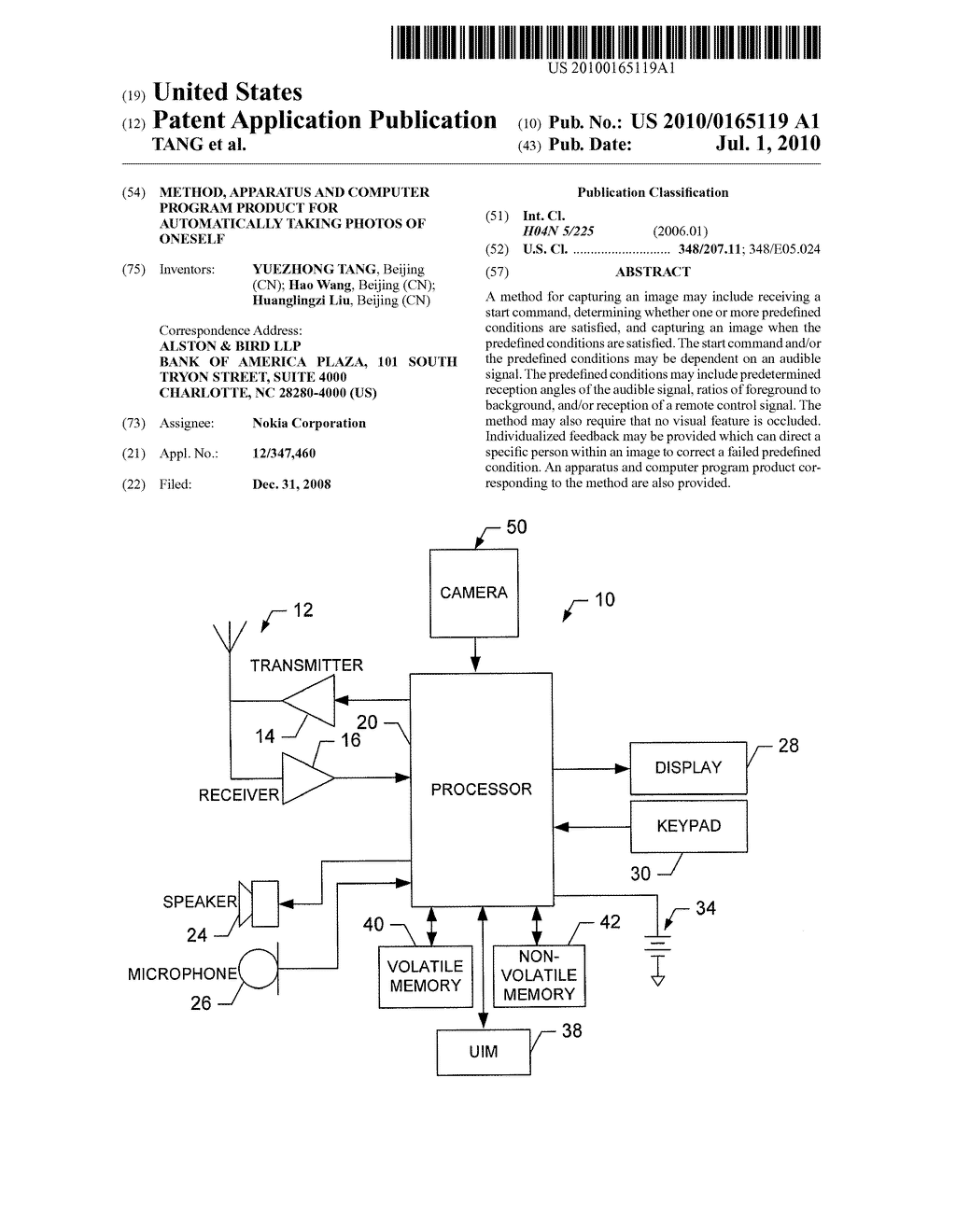 METHOD, APPARATUS AND COMPUTER PROGRAM PRODUCT FOR AUTOMATICALLY TAKING PHOTOS OF ONESELF - diagram, schematic, and image 01