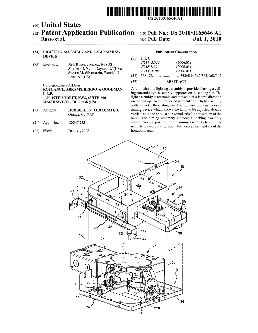 Lighting assembly and lamp aiming device - diagram, schematic, and image 01