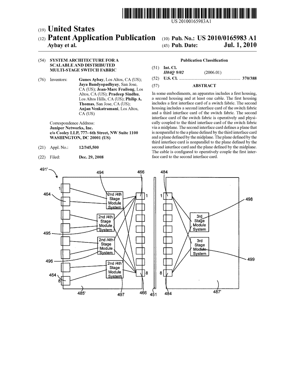 SYSTEM ARCHITECTURE FOR A SCALABLE AND DISTRIBUTED MULTI-STAGE SWITCH FABRIC - diagram, schematic, and image 01