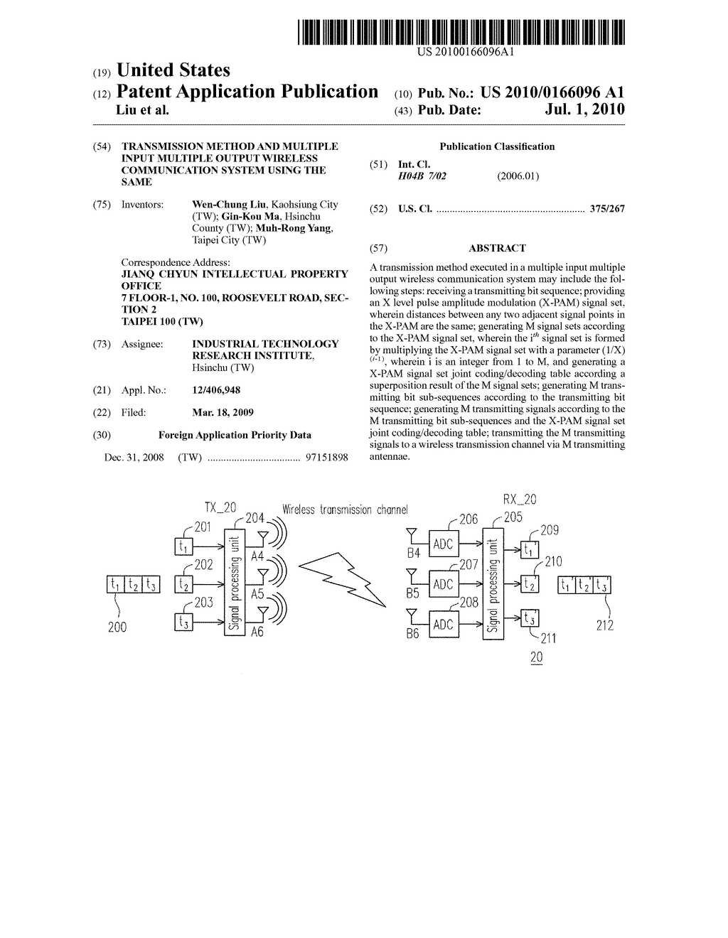 TRANSMISSION METHOD AND MULTIPLE INPUT MULTIPLE OUTPUT WIRELESS COMMUNICATION SYSTEM USING THE SAME - diagram, schematic, and image 01