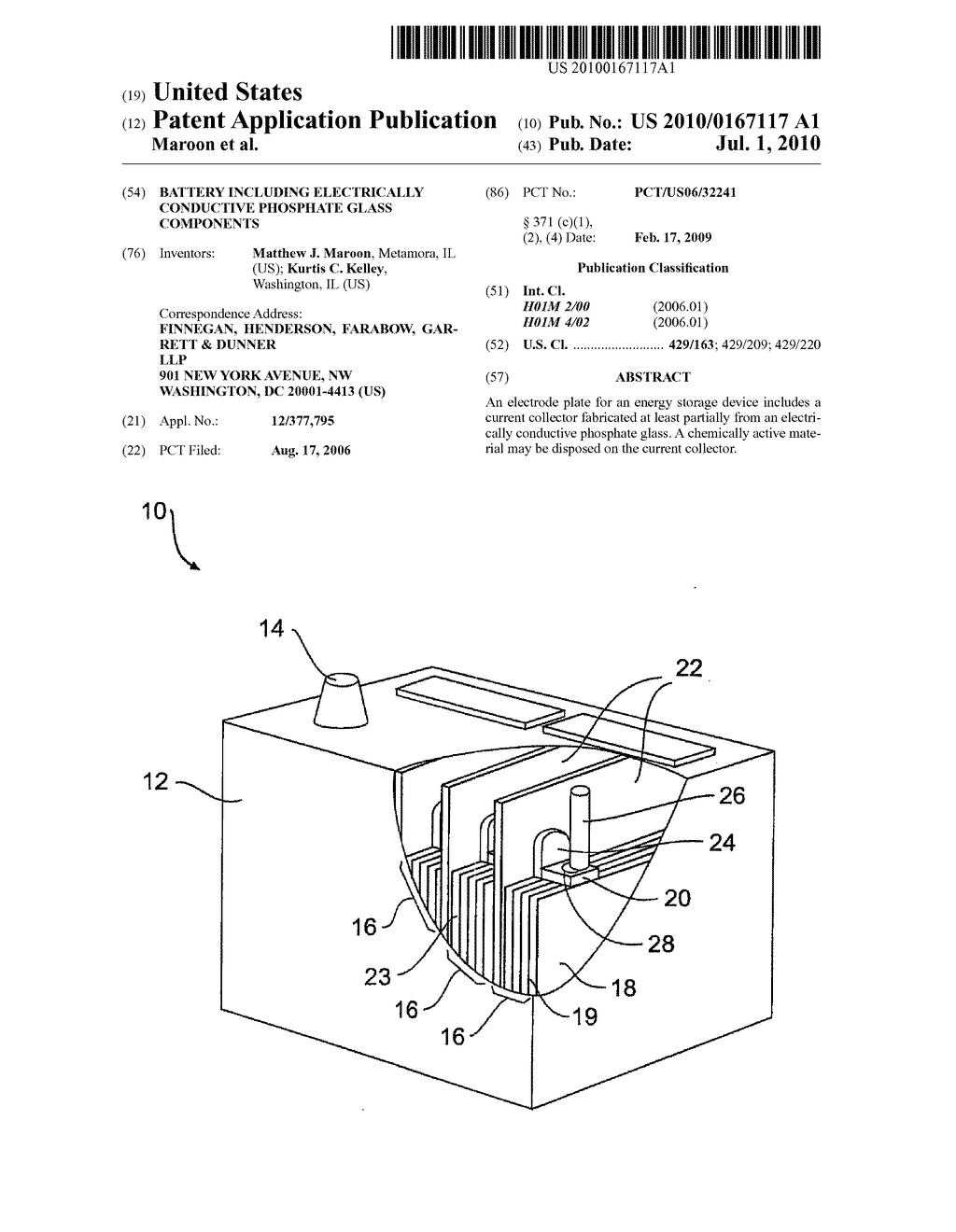 BATTERY INCLUDING ELECTRICALLY CONDUCTIVE PHOSPHATE GLASS COMPONENTS - diagram, schematic, and image 01