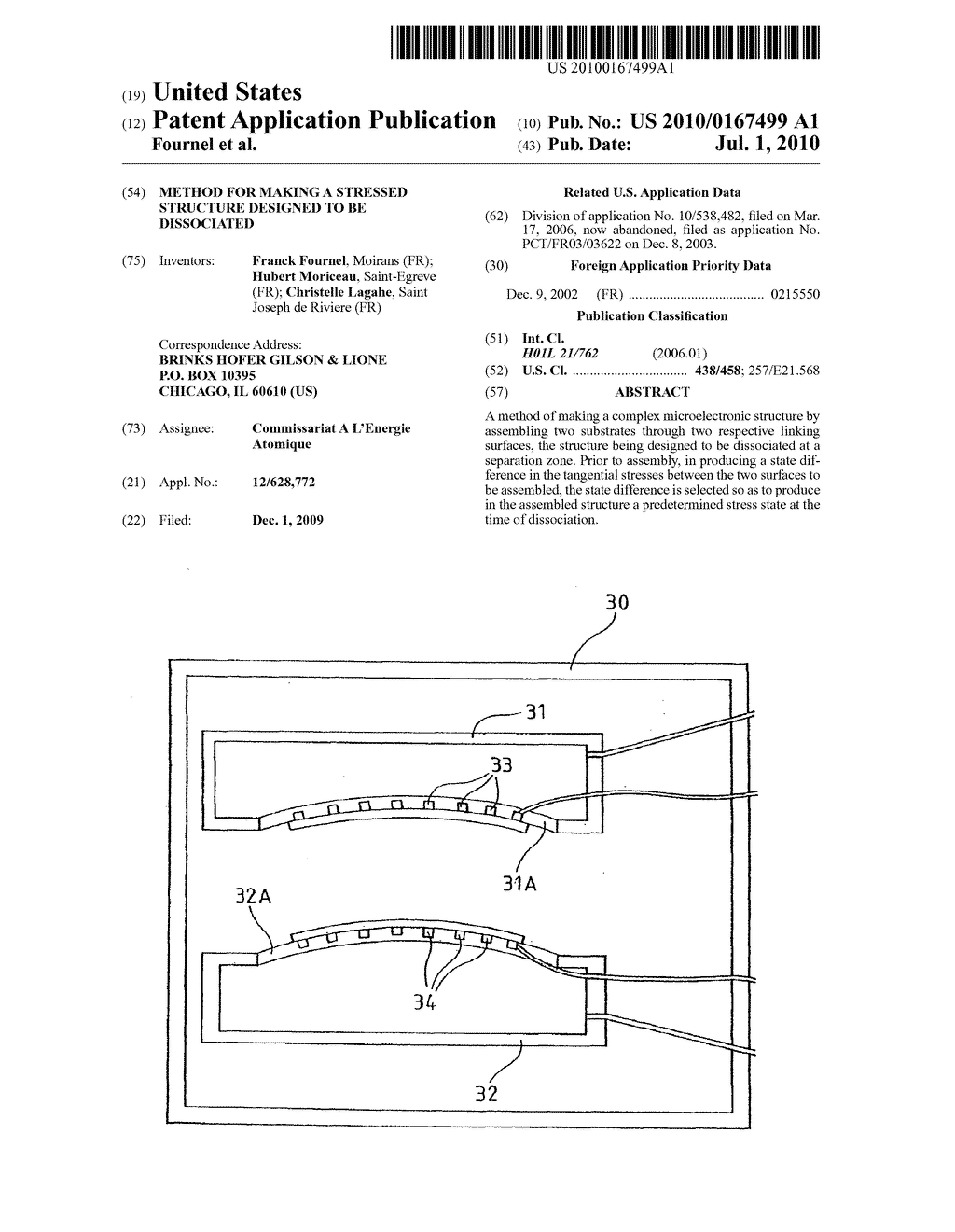 METHOD FOR MAKING A STRESSED STRUCTURE DESIGNED TO BE DISSOCIATED - diagram, schematic, and image 01