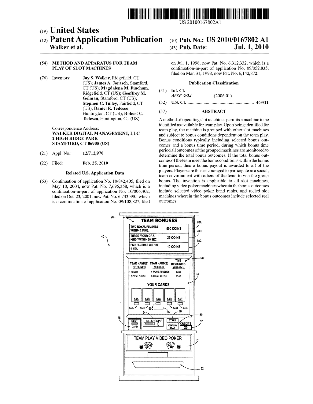 METHOD AND APPARATUS FOR TEAM PLAY OF SLOT MACHINES - diagram, schematic, and image 01