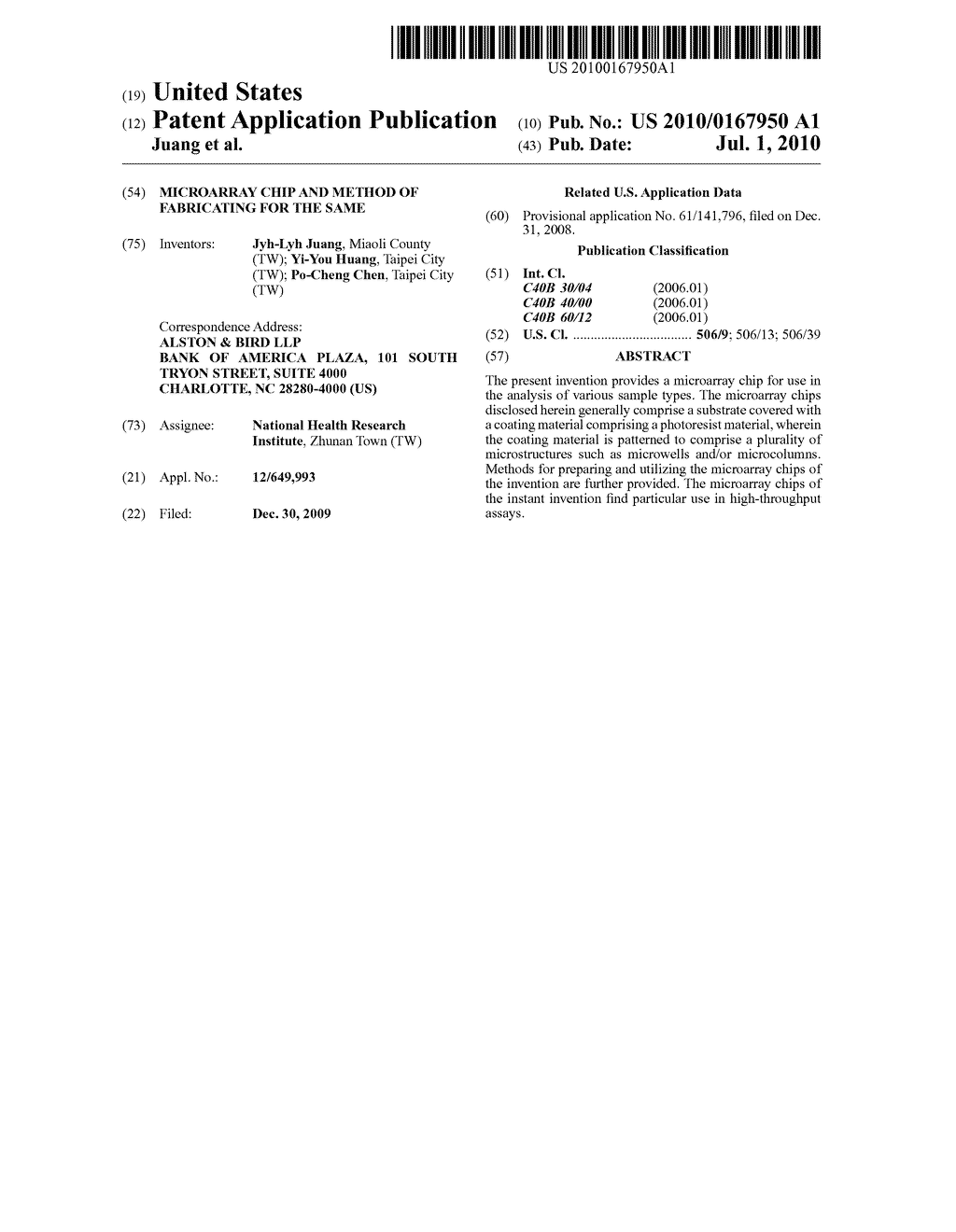 MICROARRAY CHIP AND METHOD OF FABRICATING FOR THE SAME - diagram, schematic, and image 01