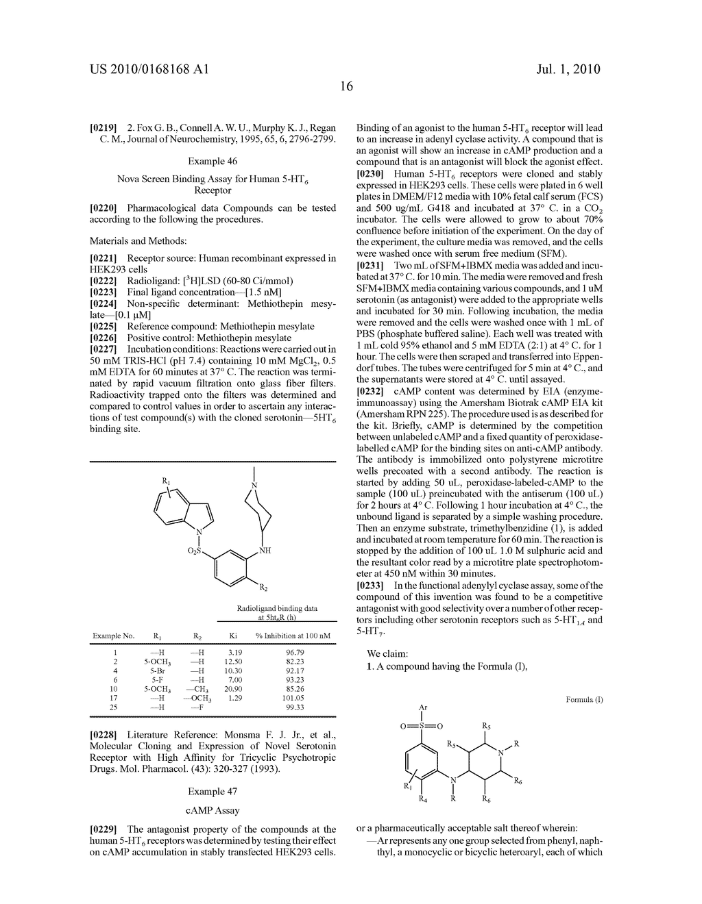 Aminoaryl sulphonamide derivatives as functional 5-HT6 ligands - diagram, schematic, and image 18