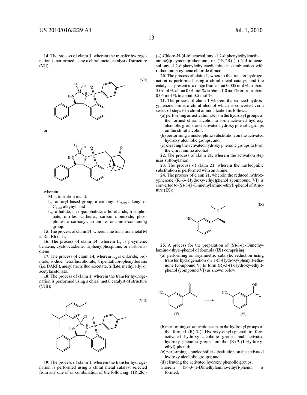 Process for the preparation of optically active compounds using transfer hydrogenation - diagram, schematic, and image 16