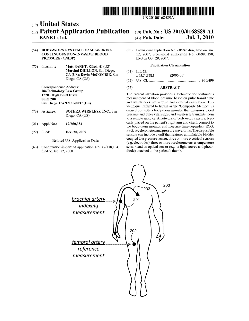 BODY-WORN SYSTEM FOR MEASURING CONTINUOUS NON-INVASIVE BLOOD PRESSURE (cNIBP) - diagram, schematic, and image 01