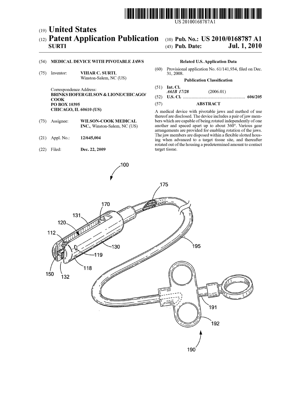 MEDICAL DEVICE WITH PIVOTABLE JAWS - diagram, schematic, and image 01