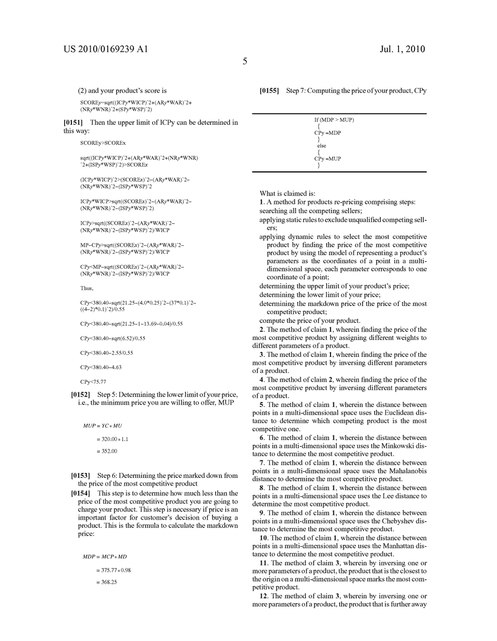 METHOD FOR PRODUCTS RE-PRICING - diagram, schematic, and image 12