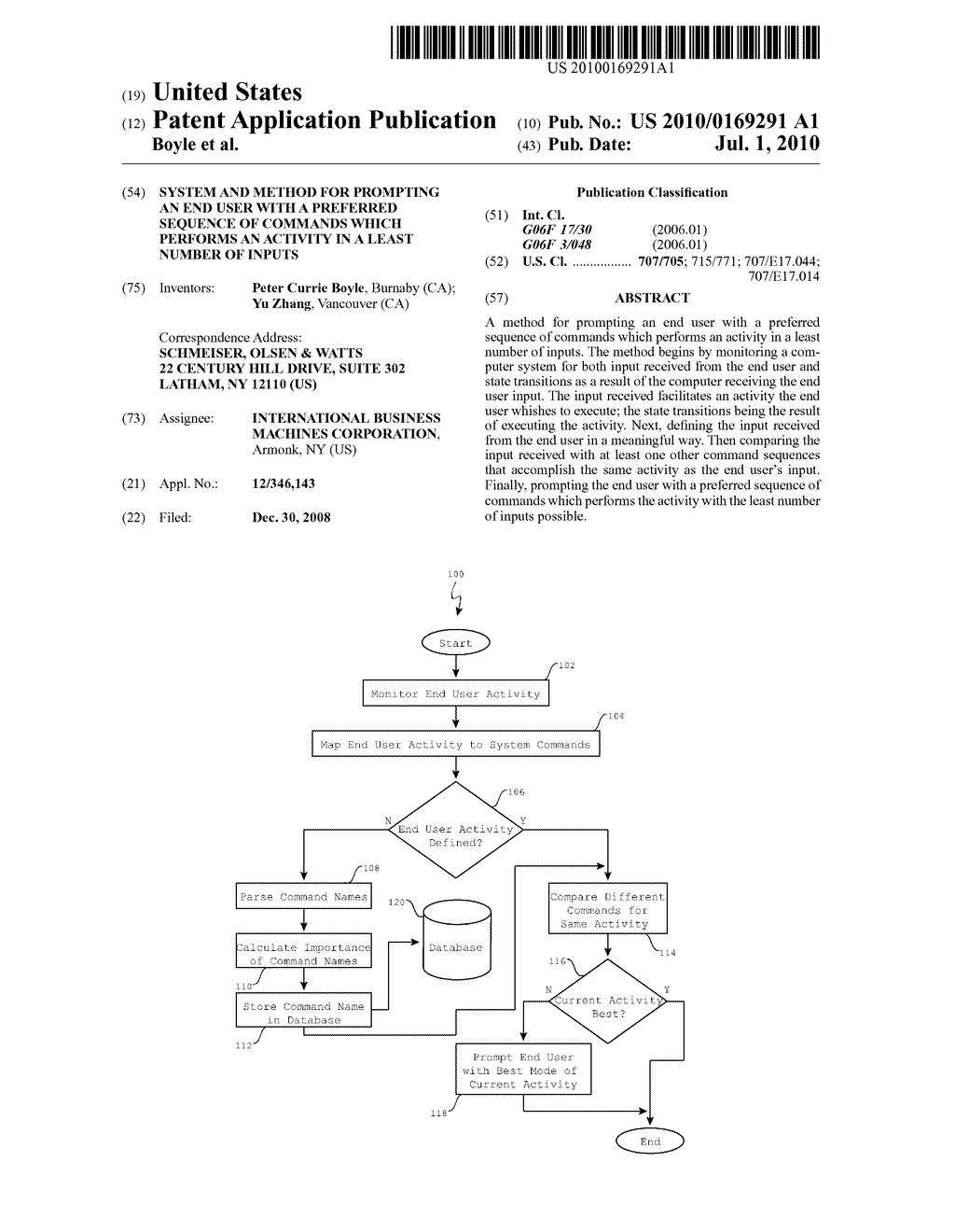 SYSTEM AND METHOD FOR PROMPTING AN END USER WITH A PREFERRED SEQUENCE OF COMMANDS WHICH PERFORMS AN ACTIVITY IN A LEAST NUMBER OF INPUTS - diagram, schematic, and image 01