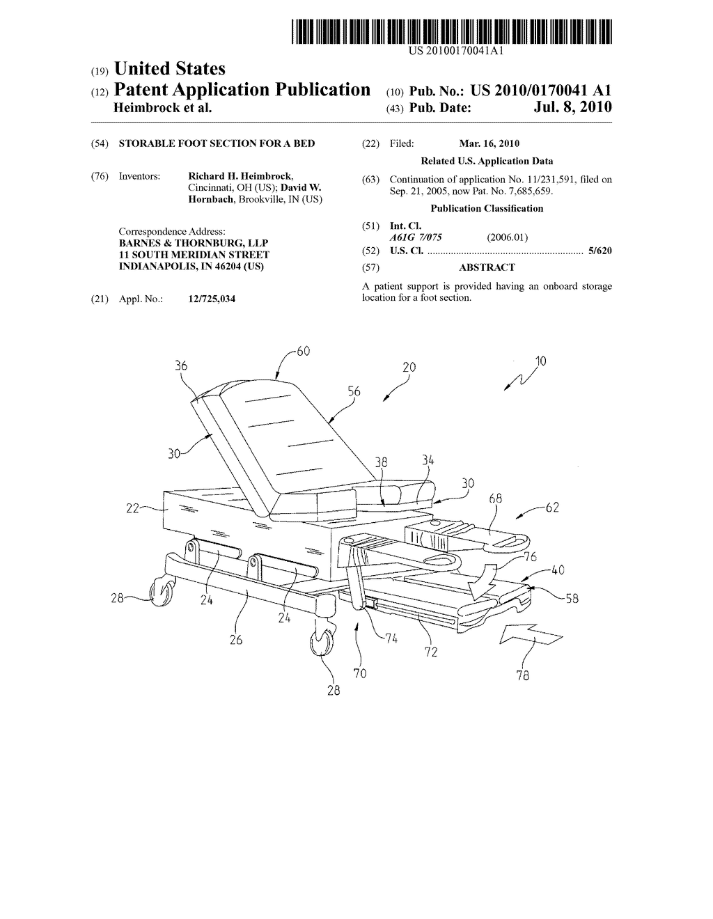 STORABLE FOOT SECTION FOR A BED - diagram, schematic, and image 01