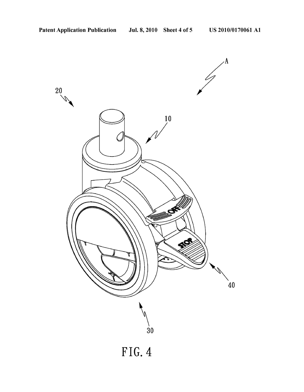 Double-Pedal Double-Wheel Truckle with Independent Braking and Releasing Functions - diagram, schematic, and image 05