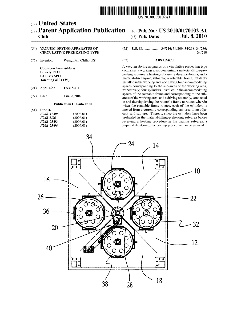 Vacuum drying apparatus of circulative preheating type - diagram, schematic, and image 01