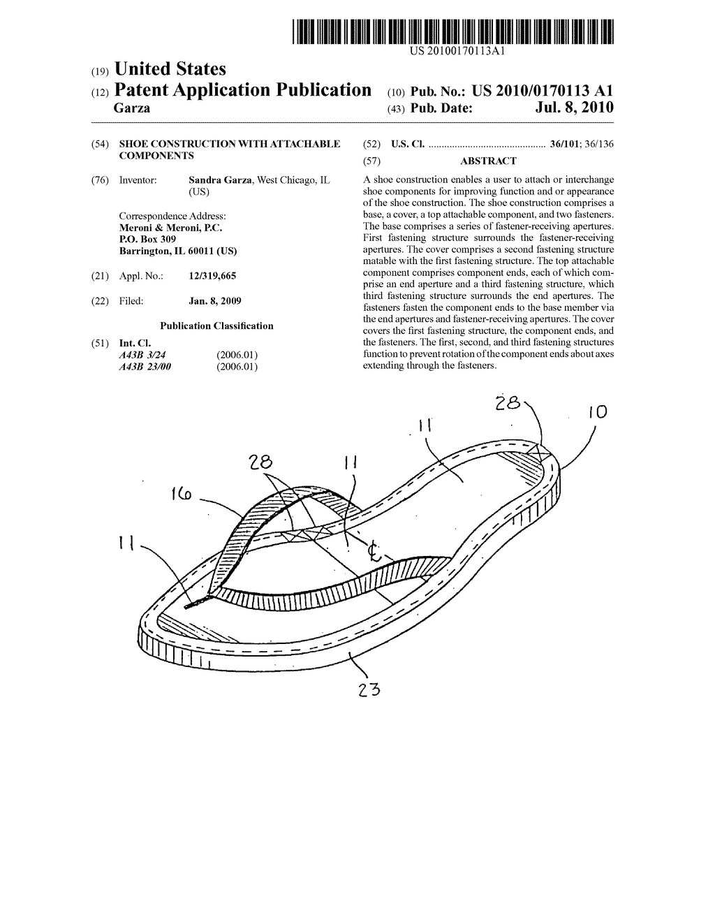 Shoe construction with attachable components - diagram, schematic, and image 01