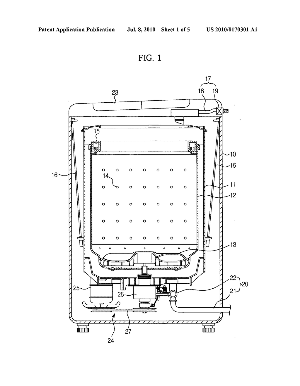 Water level/vibration sensing apparatus for washing machine and washing machine having the same - diagram, schematic, and image 02
