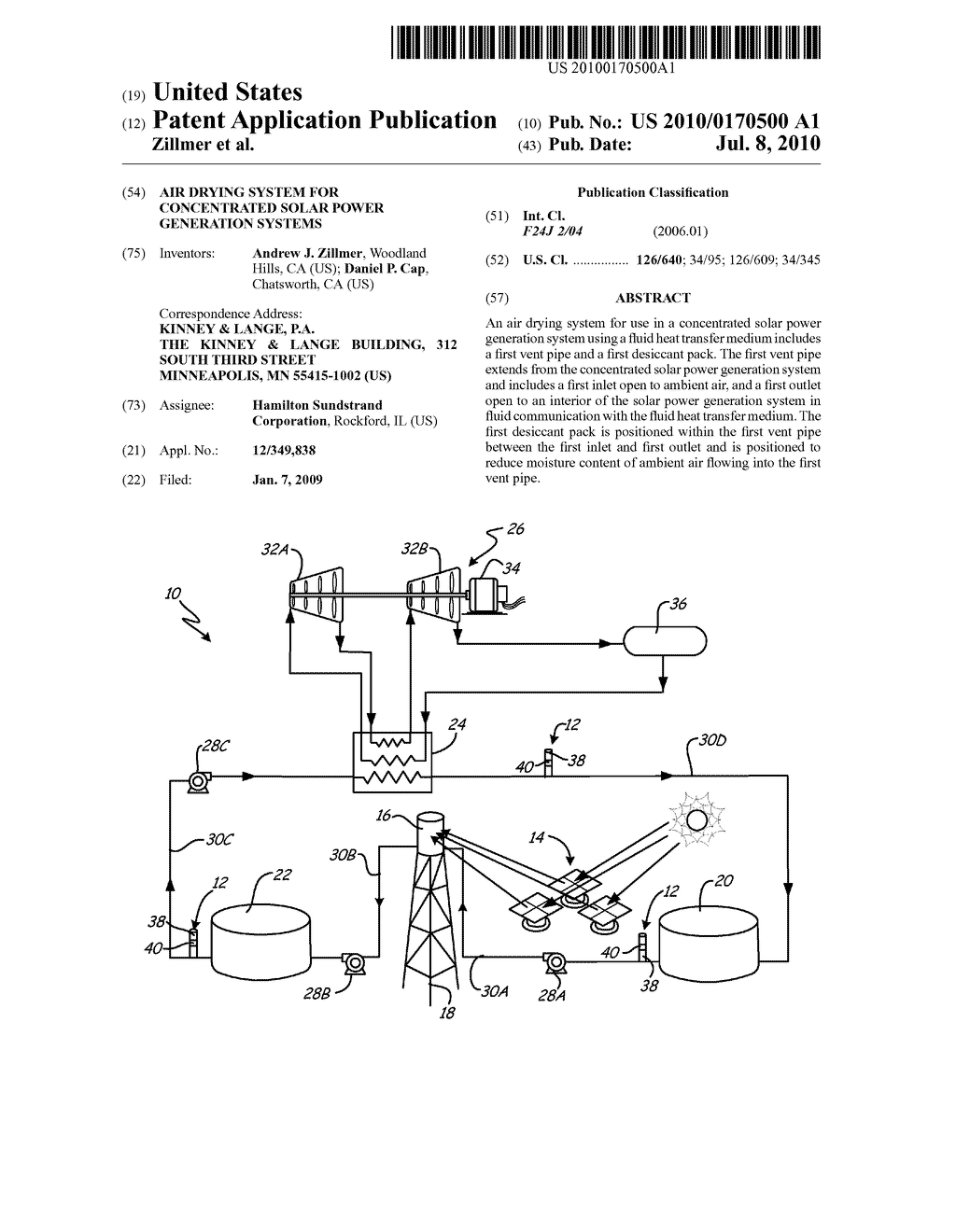 AIR DRYING SYSTEM FOR CONCENTRATED SOLAR POWER GENERATION SYSTEMS - diagram, schematic, and image 01