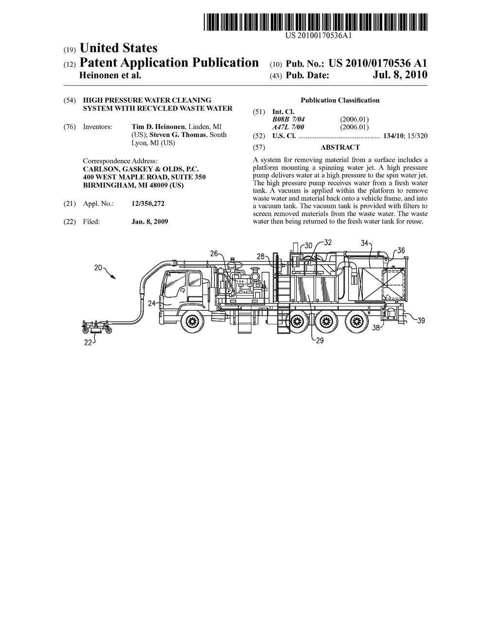 HIGH PRESSURE WATER CLEANING SYSTEM WITH RECYCLED WASTE WATER - diagram, schematic, and image 01