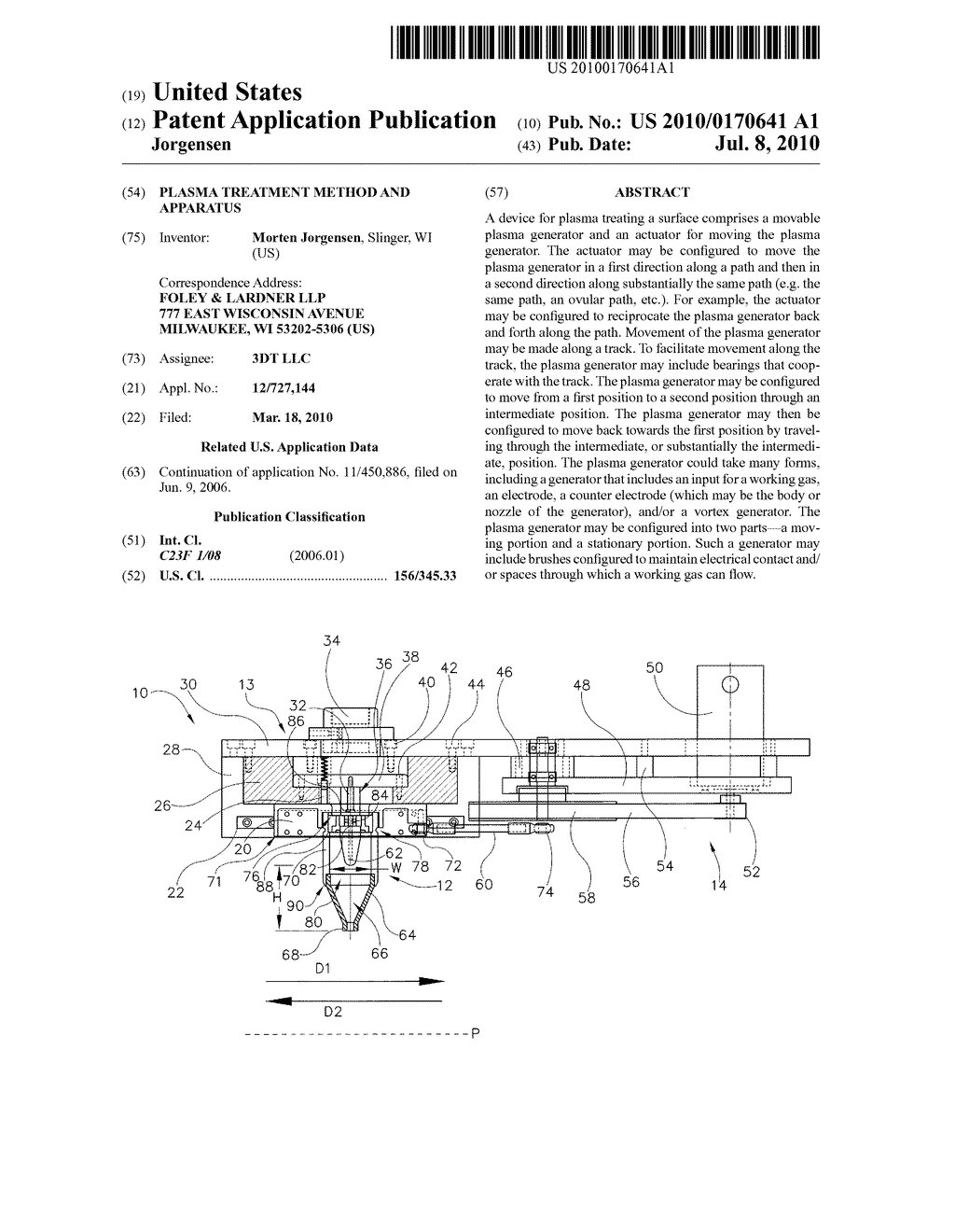 PLASMA TREATMENT METHOD AND APPARATUS - diagram, schematic, and image 01