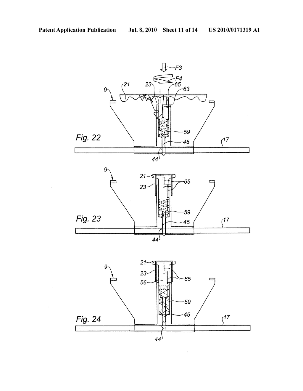 DEVICE FOR LOCKING AN OPENING PART OF A JET ENGINE NACELLE WITH RESPECT TO A FIXED PART, AND NACELLE EQUIPPED WITH SUCH A DEVICE - diagram, schematic, and image 12