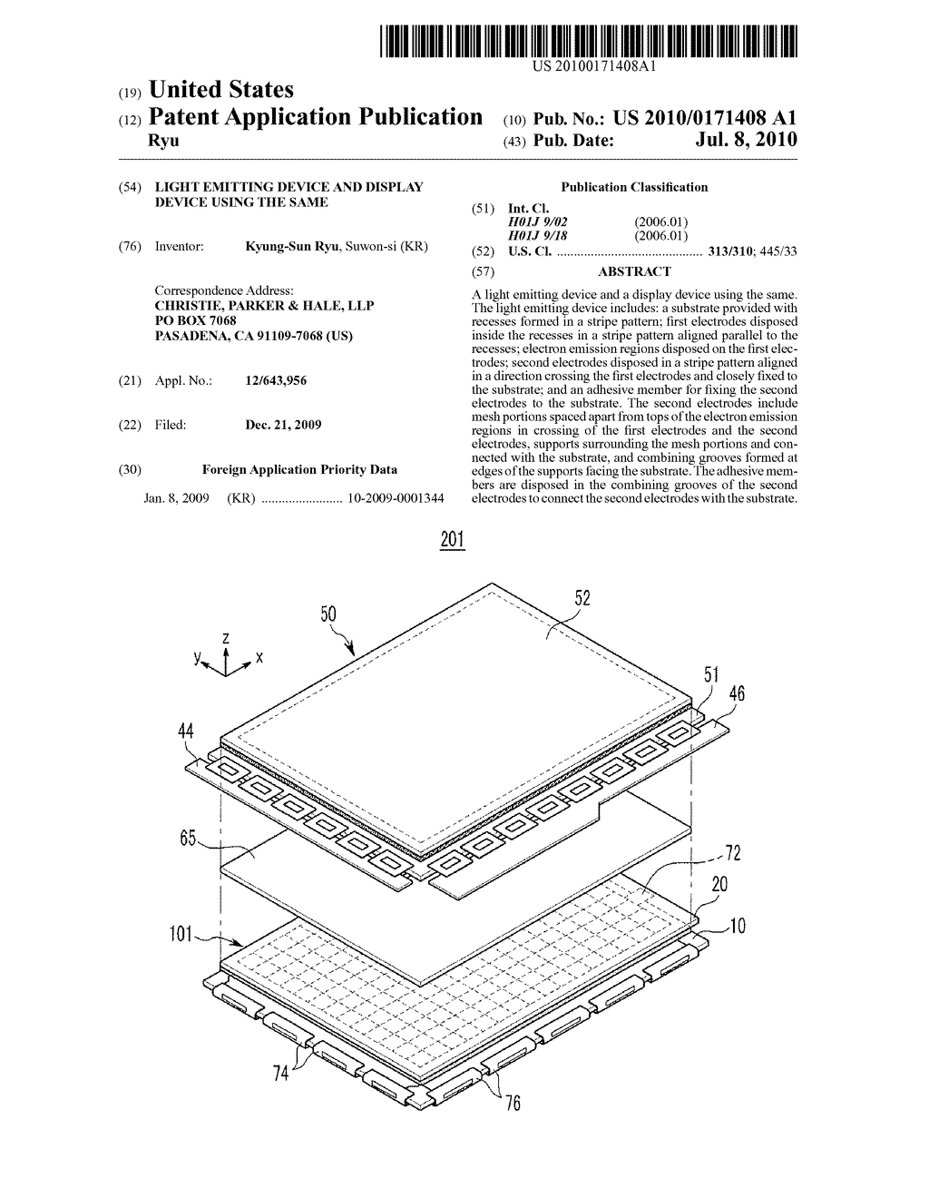 LIGHT EMITTING DEVICE AND DISPLAY DEVICE USING THE SAME - diagram, schematic, and image 01