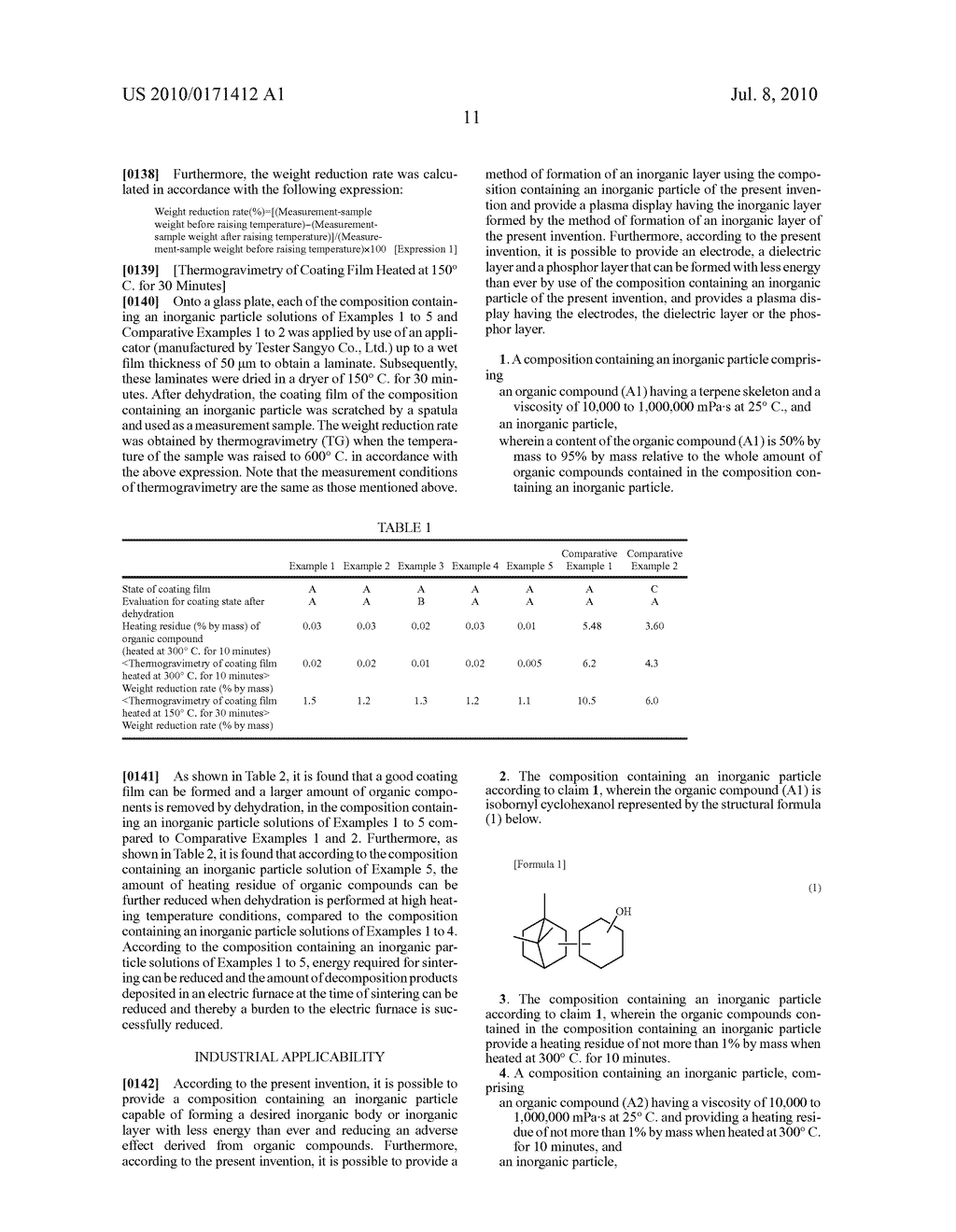 COMPOSITION CONTAINING INORGANIC PARTICLE, METHOD FOR FORMATION OF INORGANIC LAYER, AND PLASMA DISPLAY PANEL - diagram, schematic, and image 16