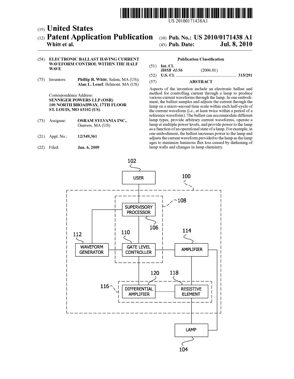 ELECTRONIC BALLAST HAVING CURRENT WAVEFORM CONTROL WITHIN THE HALF WAVE - diagram, schematic, and image 01