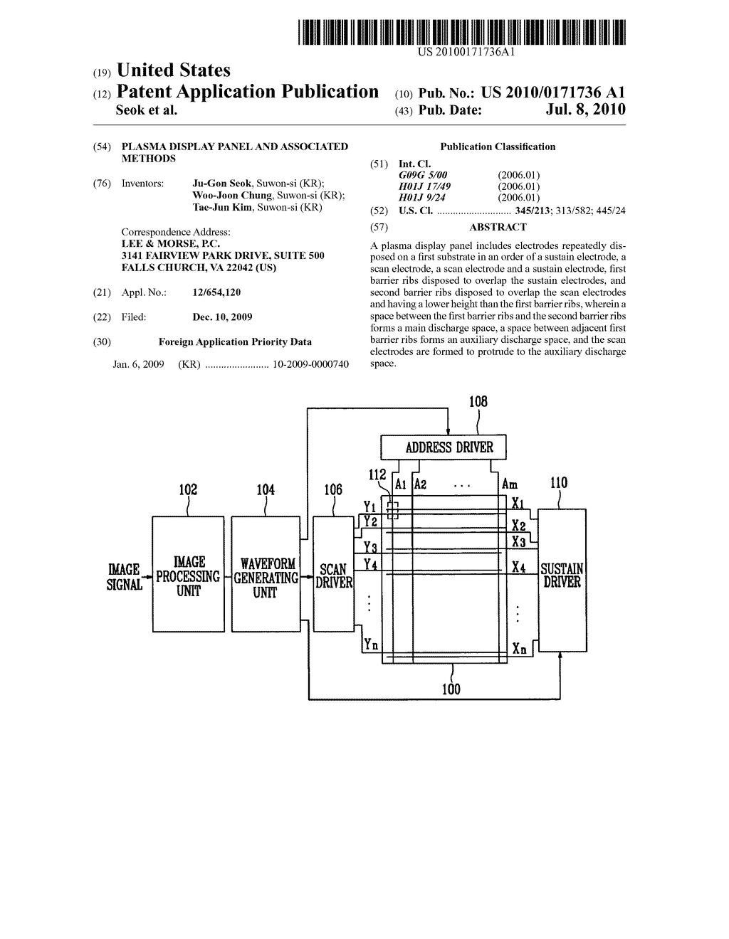 Plasma display panel and associated methods - diagram, schematic, and image 01