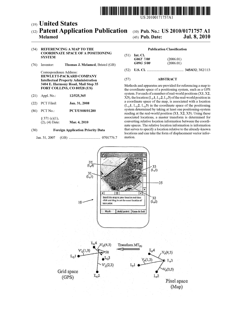 REFERENCING A MAP TO THE COORDINATE SPACE OF A POSITIONING SYSTEM - diagram, schematic, and image 01