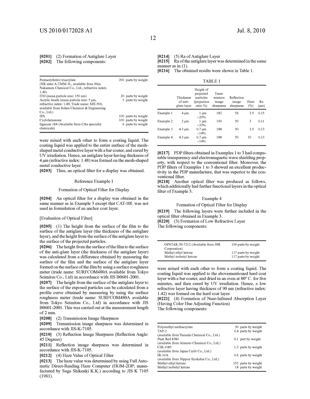 OPTICAL FILTER FOR DISPLAY, AND DISPLAY AND PLASMA DISPLAY PANEL PROVIDED WITH THE OPTICAL FILTER - diagram, schematic, and image 16