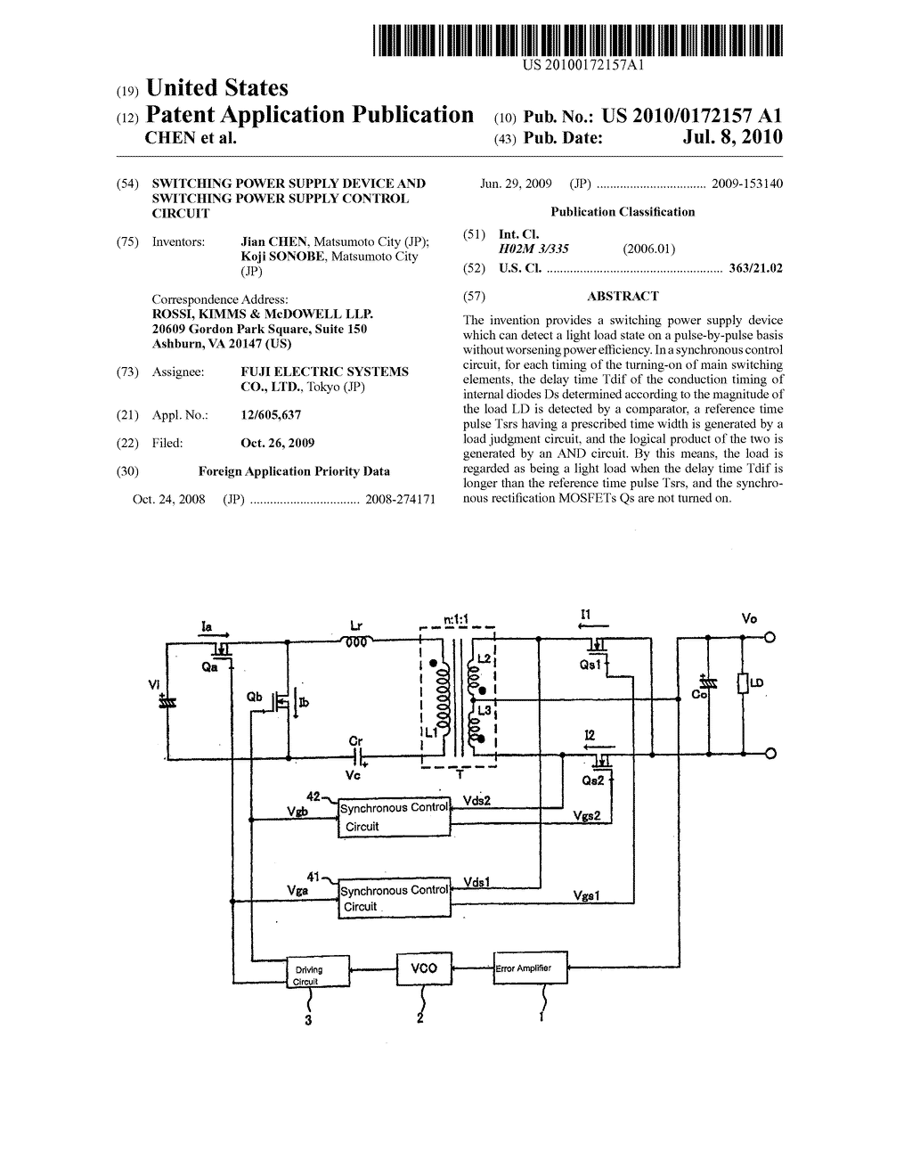 SWITCHING POWER SUPPLY DEVICE AND SWITCHING POWER SUPPLY CONTROL CIRCUIT - diagram, schematic, and image 01