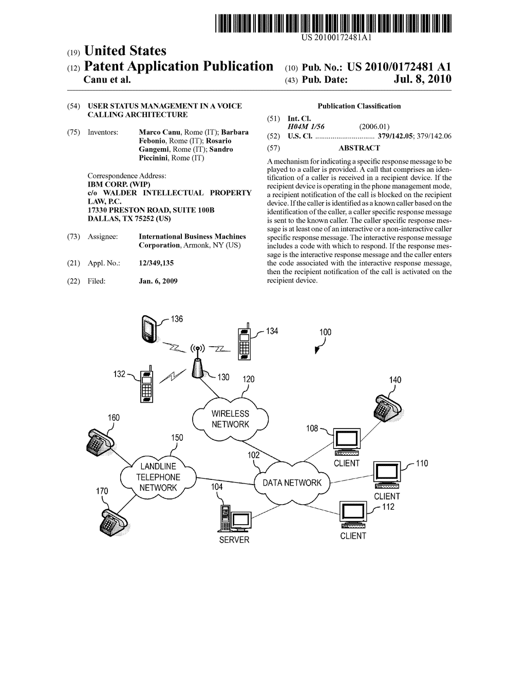 User Status Management in a Voice Calling Architecture - diagram, schematic, and image 01