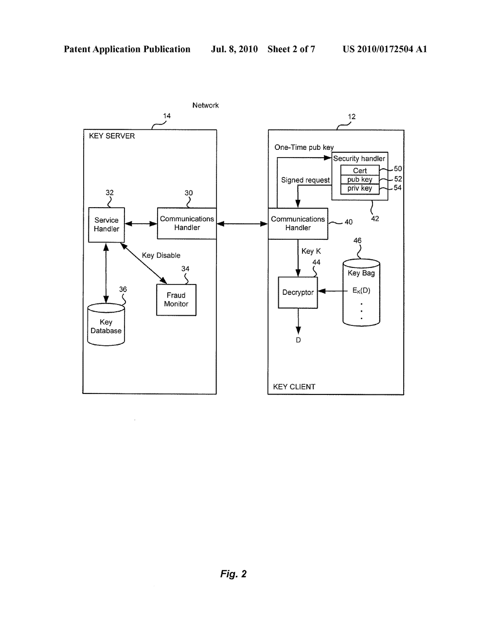 METHOD AND APPARATUS FOR CRYPTOGRAPHIC KEY STORAGE WHEREIN KEY SERVERS ARE AUTHENTICATED BY POSSESSION AND SECURE DISTRIBUTION OF STORED KEYS - diagram, schematic, and image 03