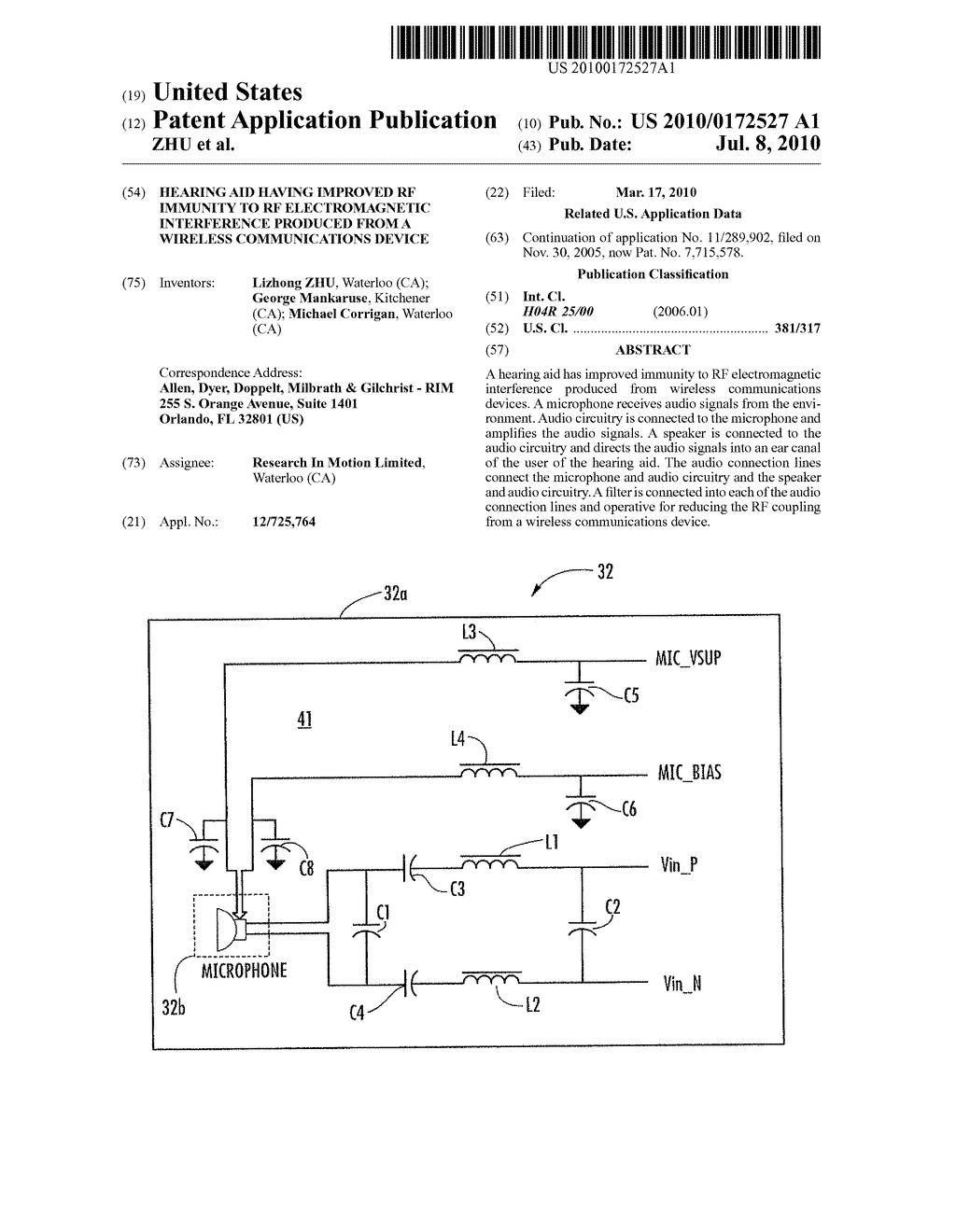 HEARING AID HAVING IMPROVED RF IMMUNITY TO RF ELECTROMAGNETIC INTERFERENCE PRODUCED FROM A WIRELESS COMMUNICATIONS DEVICE - diagram, schematic, and image 01