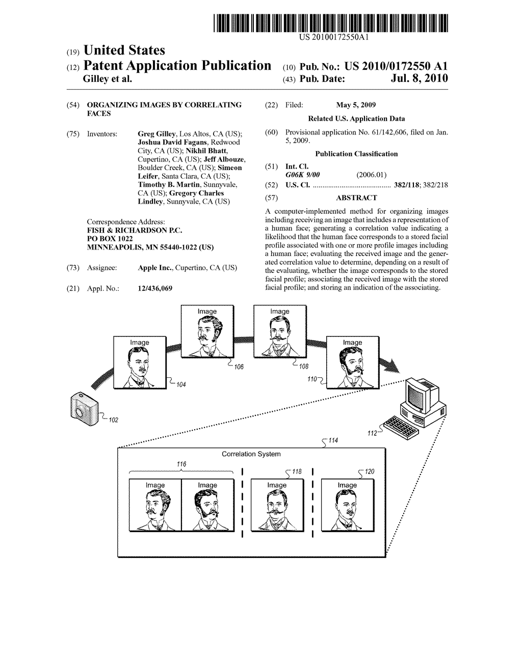 ORGANIZING IMAGES BY CORRELATING FACES - diagram, schematic, and image 01