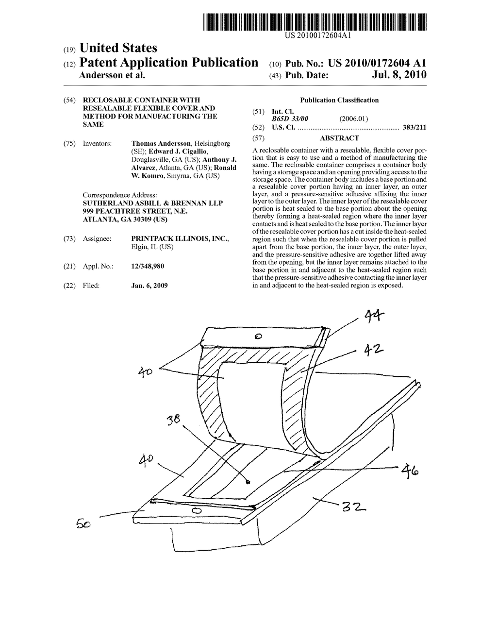 Reclosable Container with Resealable Flexible Cover and Method for Manufacturing the Same - diagram, schematic, and image 01