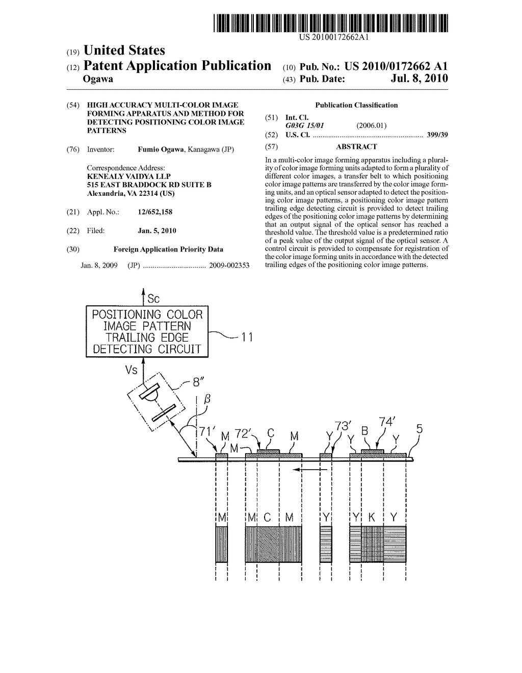 HIGH ACCURACY MULTI-COLOR IMAGE FORMING APPARATUS AND METHOD FOR DETECTING POSITIONING COLOR IMAGE PATTERNS - diagram, schematic, and image 01