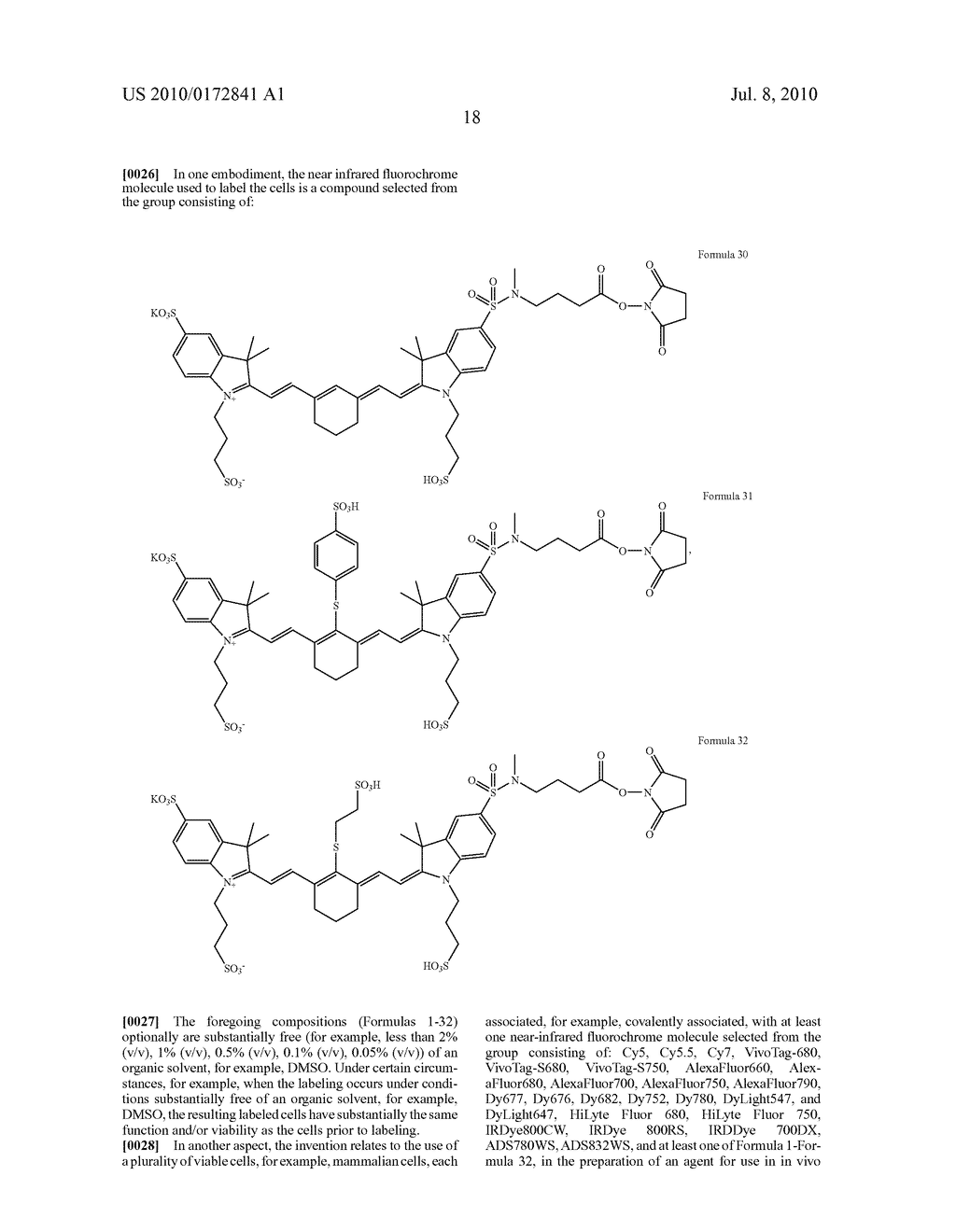 VIABLE NEAR-INFRARED FLUOROCHROME LABELED CELLS AND METHODS OF MAKING AND USING THE SAME - diagram, schematic, and image 21