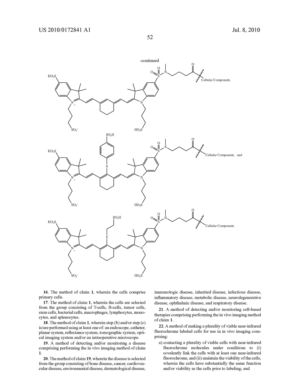 VIABLE NEAR-INFRARED FLUOROCHROME LABELED CELLS AND METHODS OF MAKING AND USING THE SAME - diagram, schematic, and image 55