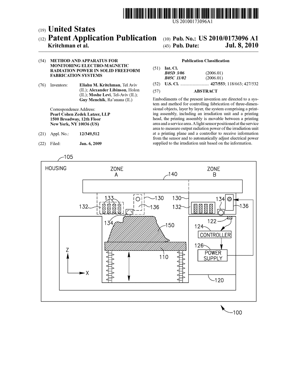 METHOD AND APPARATUS FOR MONITORING ELECTRO-MAGNETIC RADIATION POWER IN SOLID FREEFORM FABRICATION SYSTEMS - diagram, schematic, and image 01