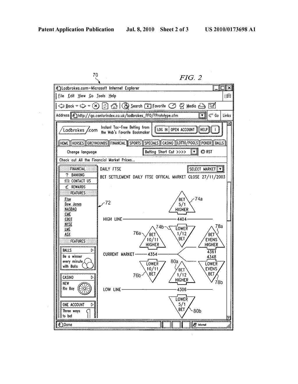 SYSTEM AND METHOD FOR OFFERING INTRADAY WAGERING IN A FINANCIAL MARKET ENVIRONMENT - diagram, schematic, and image 03