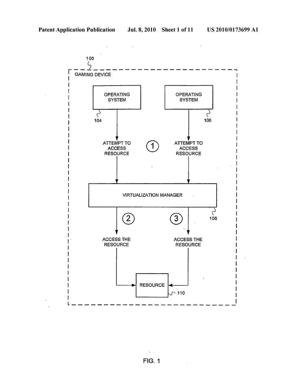 GAMING DEVICE WITH A VIRTUALIZATION MANAGER - diagram, schematic, and image 02